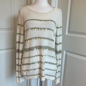 COLDWATER CREEK LINEN BLEND SEQUIN SWEATER - SIZE XS 4-6